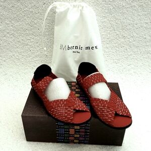 BERNIE MEV Red Open Toe Flats  6 (37) NIB